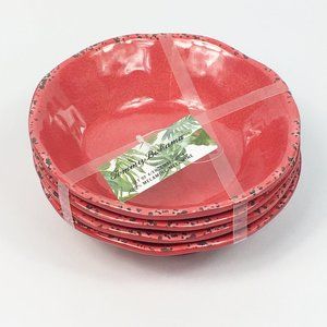 Tommy Bahama Melamine Red Crackle Bowls Set or 4